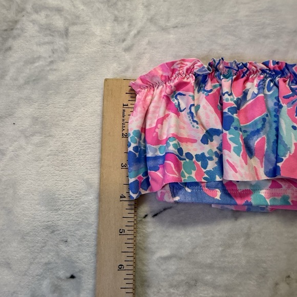 Lilly Pulitzer Bikini Top Womens Size 4 Floral Pink Blue Strapless Swimsuit - Picture 3 of 8